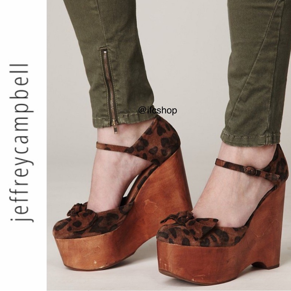 Jeffrey Campbell Brown Leopard Suede Platform Wedges
